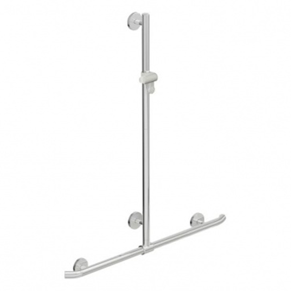 HEWI Shower Grab Rail with Vertical Support Bar and Shower Head Holder | WARM TOUCH